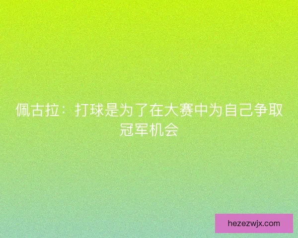 佩古拉：打球是为了在大赛中为自己争取冠军机会
